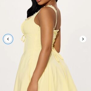 Yellow Lace-Trim Fit & Flare Dress - Women